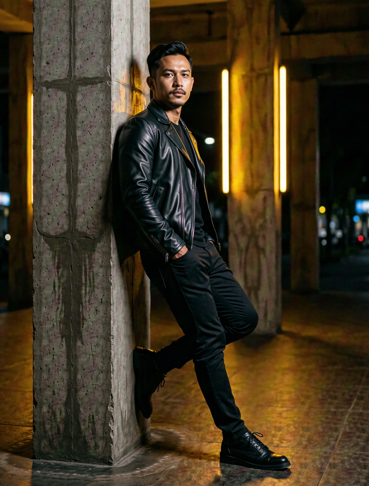 Modern Indonesian man in Jakarta urban setting